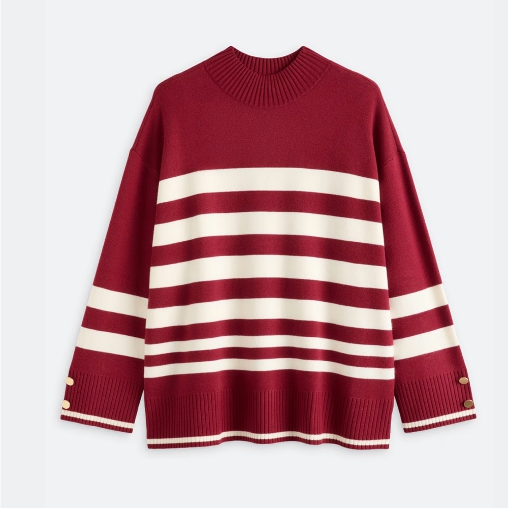 41 Hawthorn Burgundy and Cream Striped Sweater